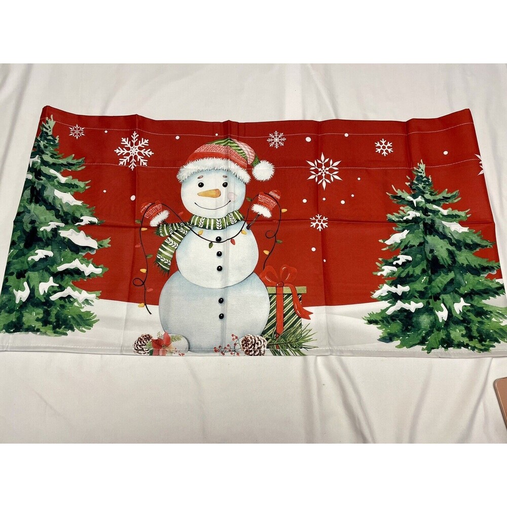 Christmas Valance for Windows Snowman Curtains 1 Valances Rod Pocket Valance New